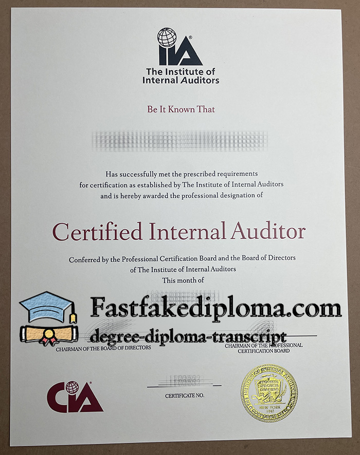 Certified Inrernal Auditor certificate