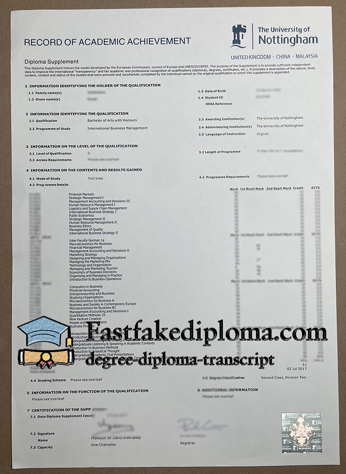 University of Nottingham transcript, get fake transcript online.
