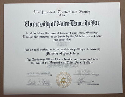 fake University of Notre Dame diploma