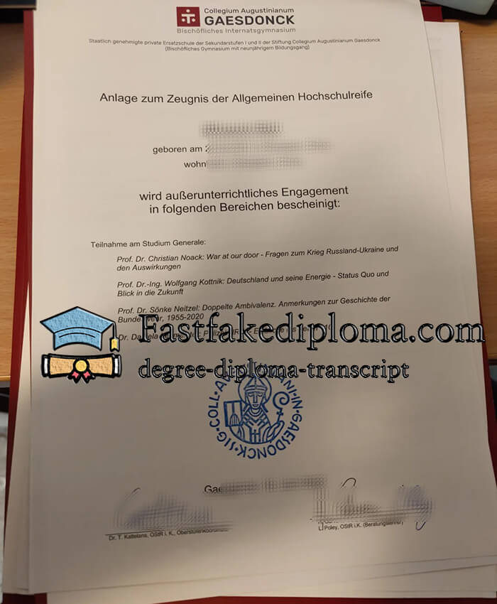 Buy Collegium Augustinianum Gaesdonck diploma