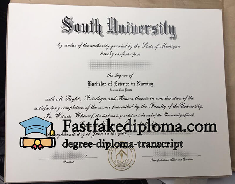 Order South University diploma